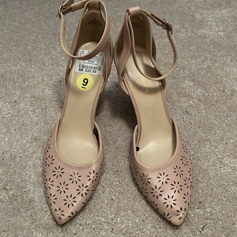 Pale pink wedge heel with ankle strap - Picture 2 of 4